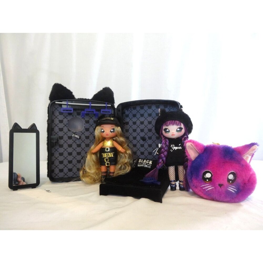 Na Na Na Surprise TUESDAY MEOW Backpack Bedroom Black Fur Cat‎ Playset Purple +